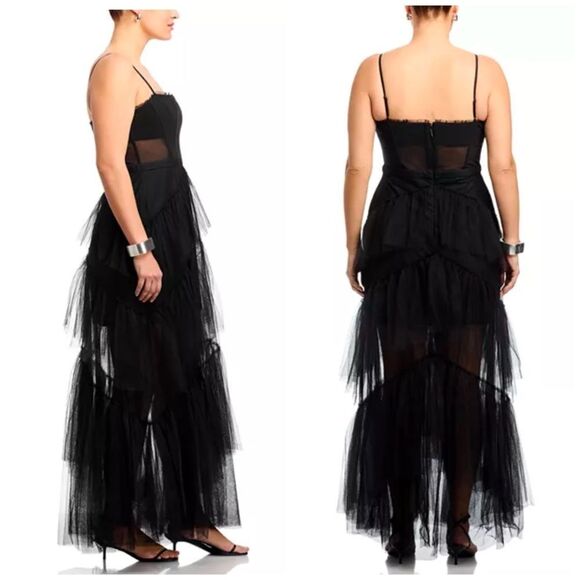 BCBGMAXAZRIA Size 16 Corset Tulle Tiered Oly Gown in Black (Blogger favorite) - Picture 10 of 10